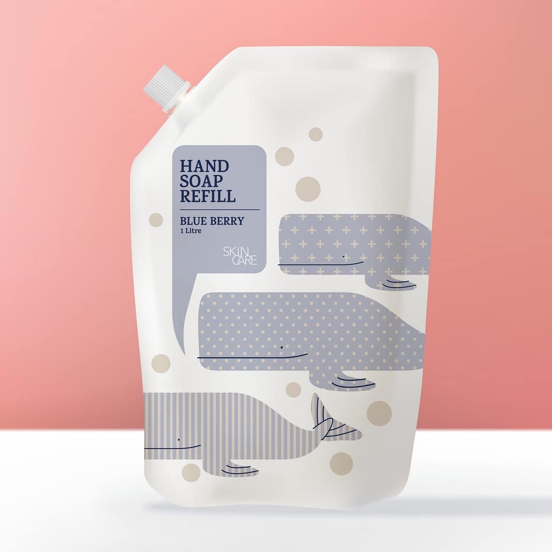 FMCG - image of refillable soap container with pink background